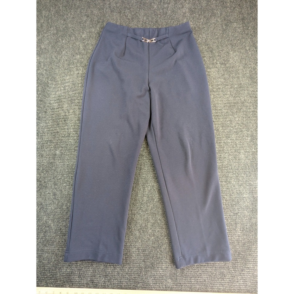 Briggs Pants Womens Large Petite Blue Classic Formal Business High Rise Pull On